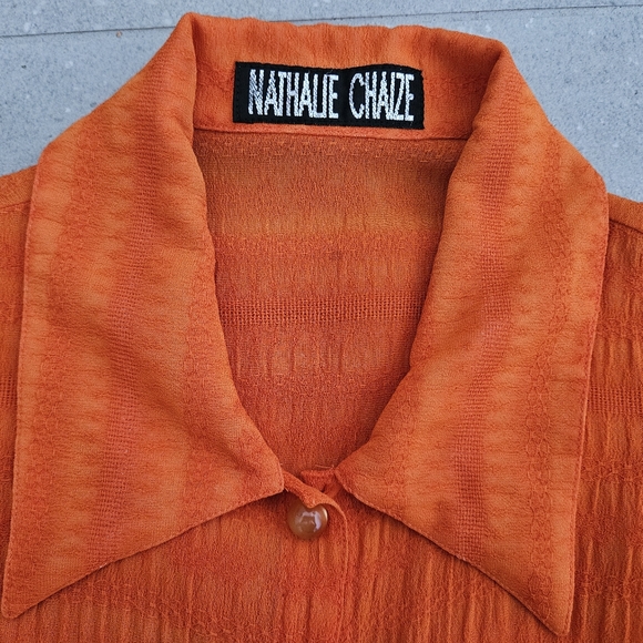 🇨🇵 Nathalie chaize orange sleeveless blouse button up size small 🇨🇵 - Picture 4 of 8